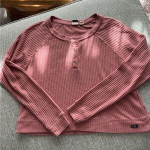 Roxy Women's Long Sleeve Henley Top - Dusty Rose